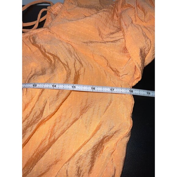 LUCY PARIS Midi Dress Kierlan Tiered Skirt Puff Sleeves Orange size Small - Picture 11 of 14